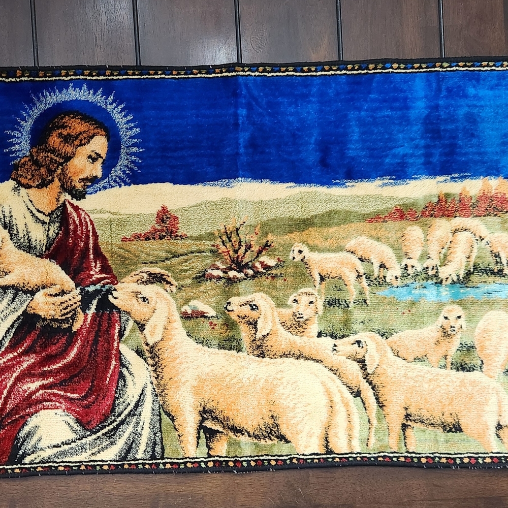 Religious Tapestry with Shepherd and Sheep